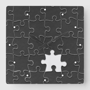 You Complete Me Romantic Black and White Jigsaw Square Wall Clock