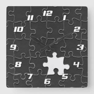 You Complete Me Romantic Black and White Jigsaw Square Wall Clock