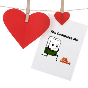 You Complete Me Sushi & Ikura Kawaii Art Holiday Card
