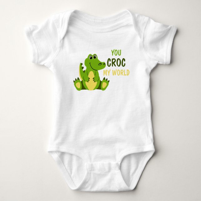You Croc My World Crocodile Aligator Baby Romper Baby Bodysuit (Front)
