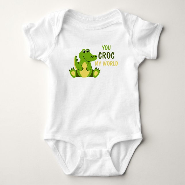 You Croc My World Crocodile Aligator Baby Romper Bodysuit (Front)