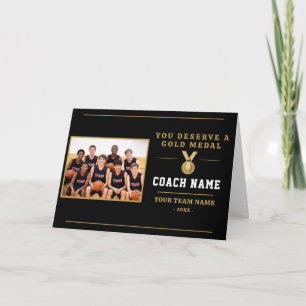 You Deserve a Medal Coach Photo Basketball  Thank You Card