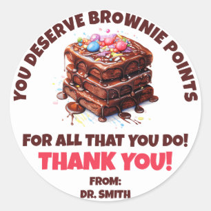 You Deserve Brownie Points!  Thank You Gift Classic Round Sticker