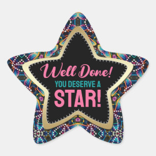 You Deserve Star Neon Colours Mushroom Mandala Star Sticker