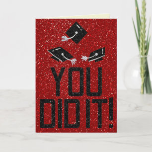 You Did It Black Glitter Graduation Card