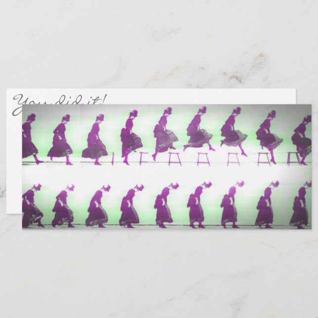 You Did It! Early Animation Woman Jumping Congrats Save The Date (Front/Back)