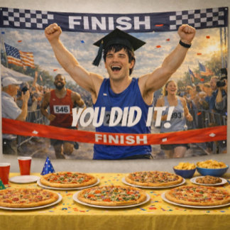 You Did It! Finish Line Graduation Customisable Banner