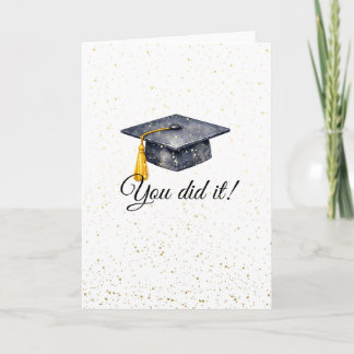 You Did It Graduation Watercolor Grad Cap Simple Card