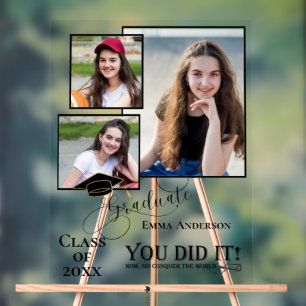 You Did It Multi Photo 2025 Grad Announcement Acrylic Sign