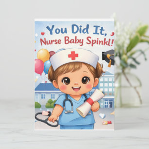 You Did It Nurse Baby Sprinkle Card   Nursing Grad
