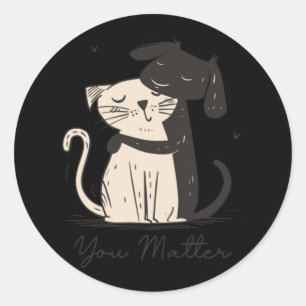 You Dog Hugging Cat V4 Sticker 