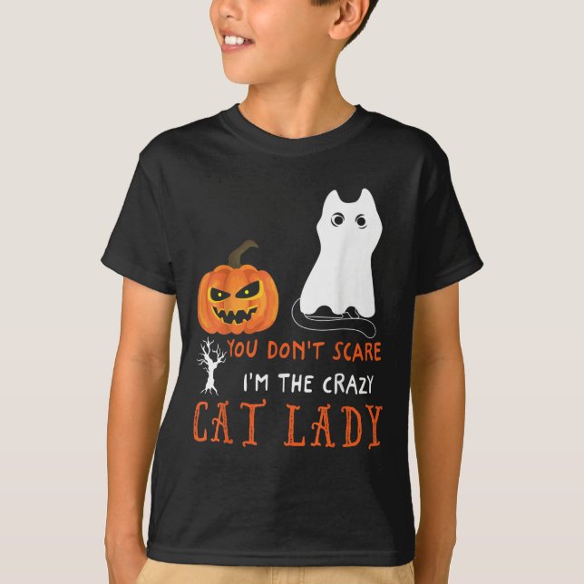 You Don't E Me I'm The Crazy Cat Lady Funny Hallow T-Shirt (Front)