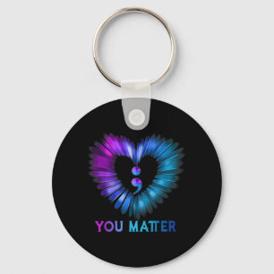 You Dont Let Your Story End Semicolon Heart Key Ring