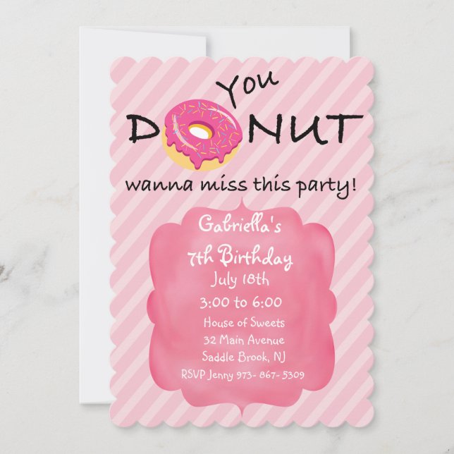You DONUT Wanna Miss This Party Girls Invitation (Front)