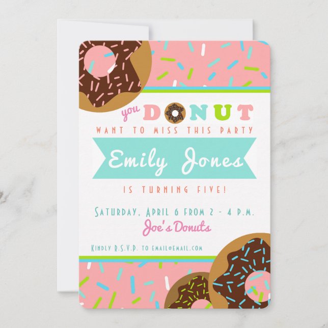 "You DONUT Want to Miss This" Doughnut Invitation (Front)