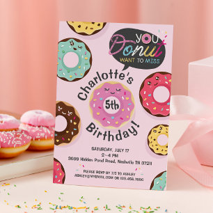 You Doughnut Want to Miss - Iced Doughnut Birthday Invitation