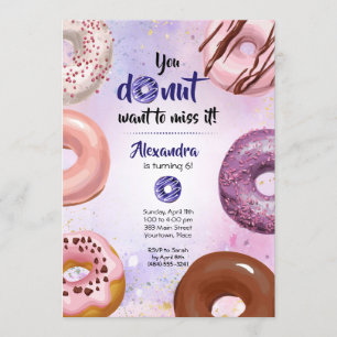 You Doughnut Want to Miss It Birthday Party Invita Invitation