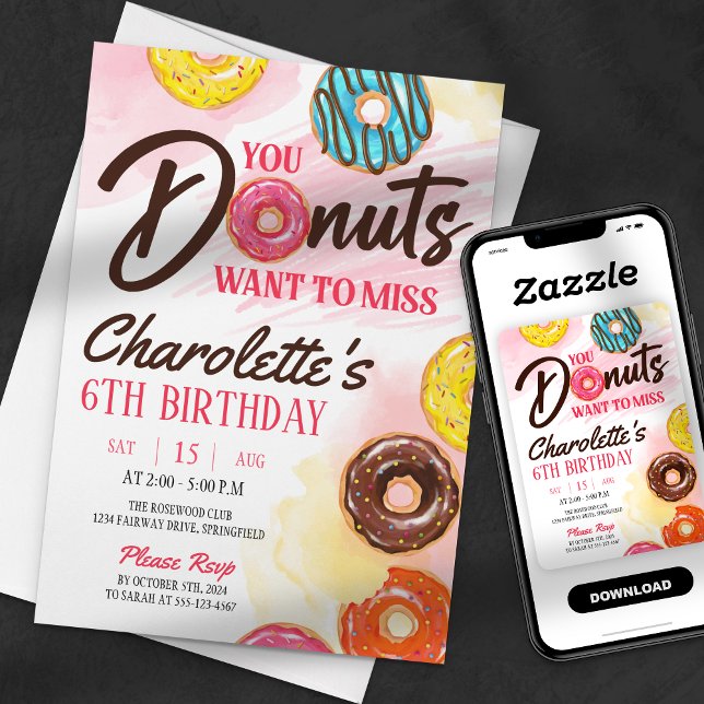 You Doughnut Want to Miss This Girl Birthday Invitation (Creator Uploaded)