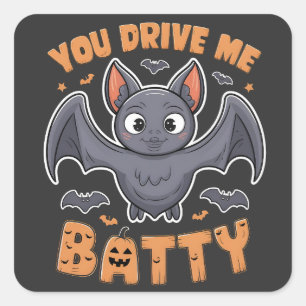 You Drive me Batty Spooky Halloween Pumpkin Square Sticker