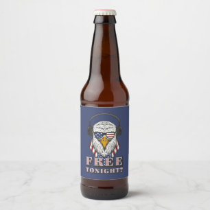 you free tonight? 4th of july patriotic bald eagle beer bottle label