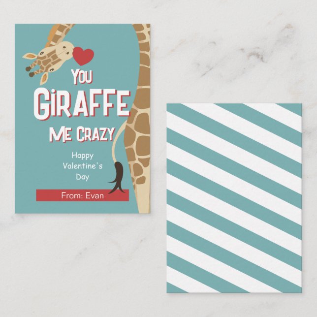 You Giraffe Me Crazy Kids Valentine' Day Card (Front/Back)