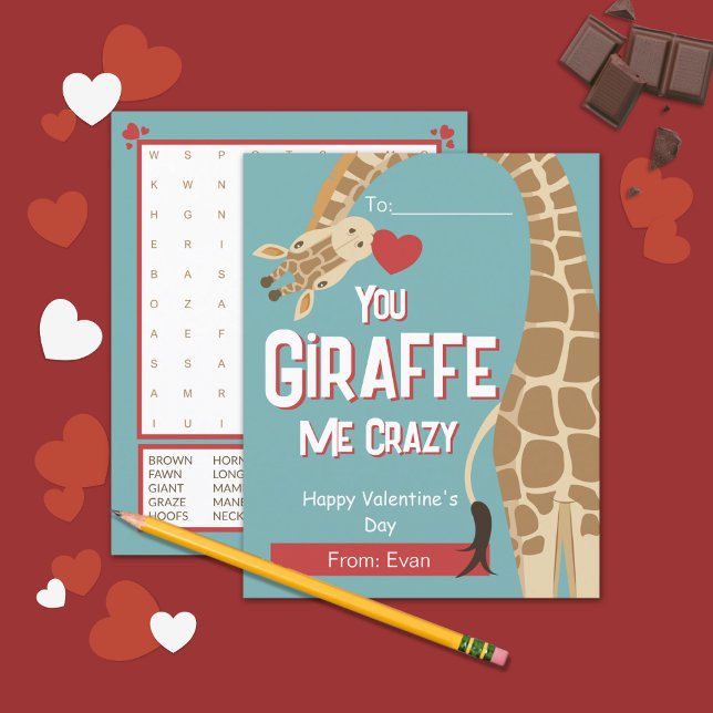 You Giraffe Me Crazy Kids Valentine' Day Card (Creator Uploaded)