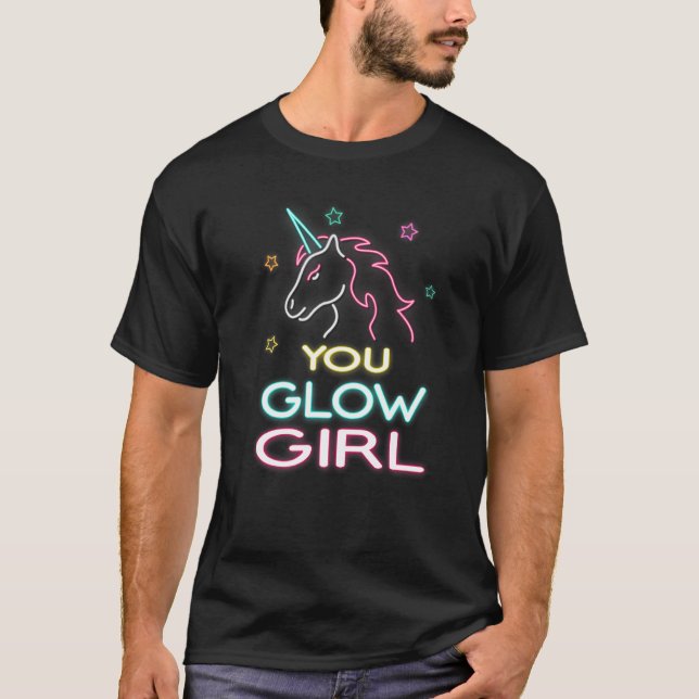 You Glow Girl Unicorn 80s Retro   T-Shirt (Front)