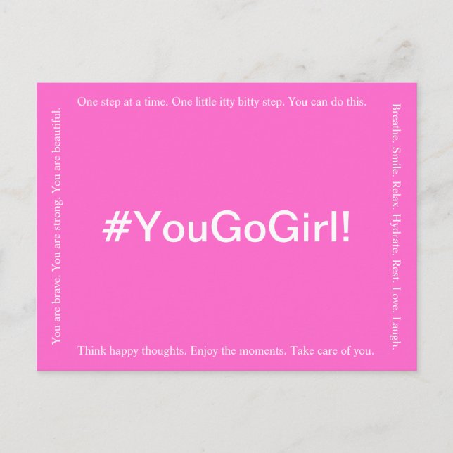 YOU GO GIRL! Breast Cancer Postcard (Front)