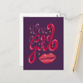 You Go Girl – Confidence Boost Quote Dark Purple Postcard