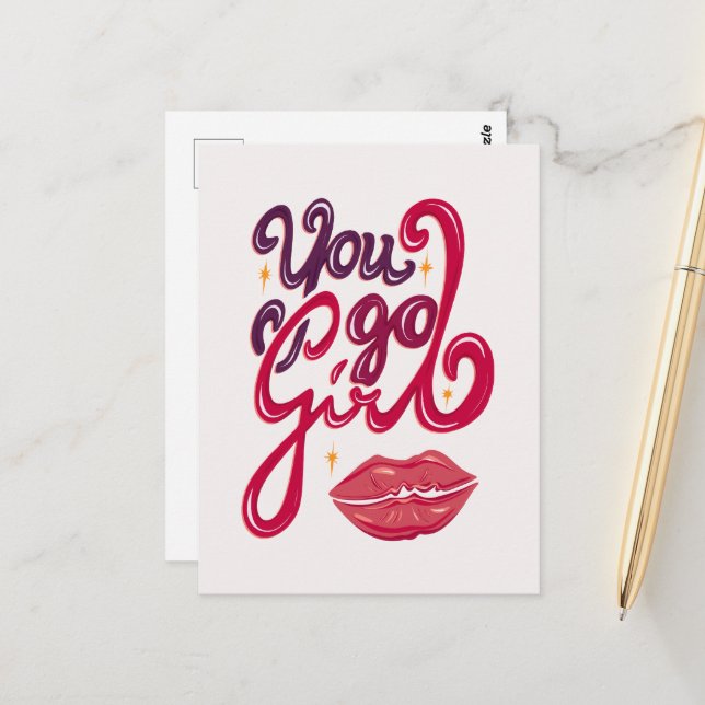 You Go Girl – Confidence Boost Quote Postcard (Front/Back In Situ)