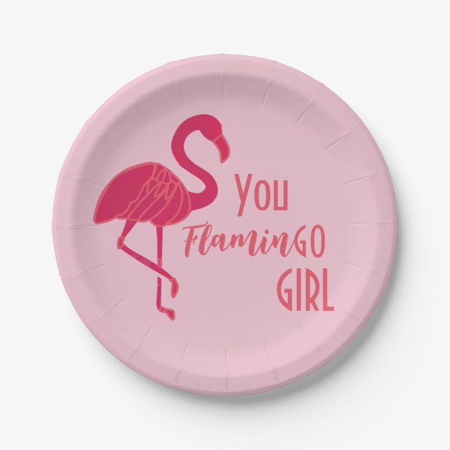 You Go Girl Pink Flamingo Paper Plate (Front)