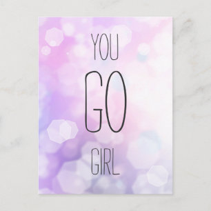 You Go Girl - Purple Bokeh Inspirational Quote Postcard