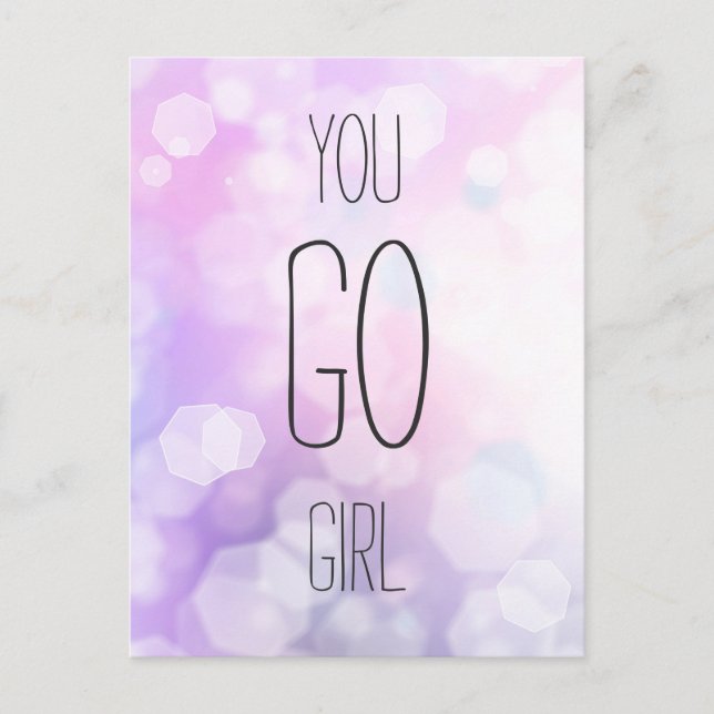 You Go Girl - Purple Bokeh Inspirational Quote Postcard (Front)