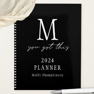You Got This 2024 Monogram Initial Name Black Planner