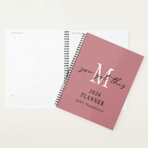 You Got This 2024 Monogram Initial Name Pink Planner