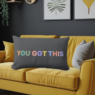 You Got This Colourful Dark Grey Personalised Name Lumbar Cushion