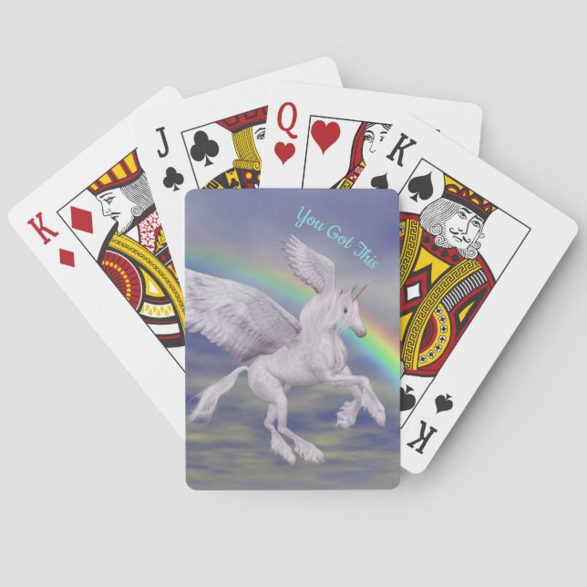 You Got This Flying Unicorn Rainbow Inspirational Playing Cards (Back)