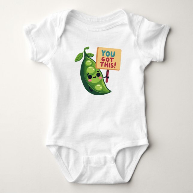"YOU GOT THIS!" Motivational Pea Illustration Baby Bodysuit (Front)