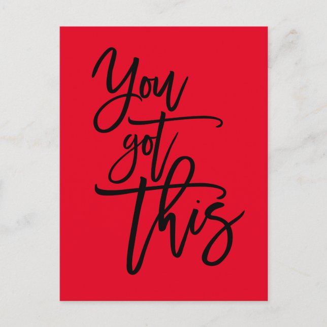 You Got This Motivational Quote Black On Red Postcard (Front)