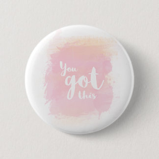 You got this pink calligraphy water colour 6 cm round badge