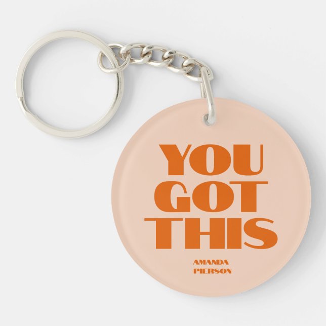 You got This Pink Red Calligraphy  Keychain (Front)
