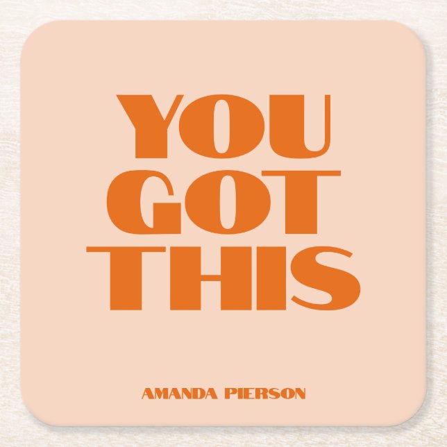 You got This Pink Red Calligraphy  Square Paper Coaster (Front)