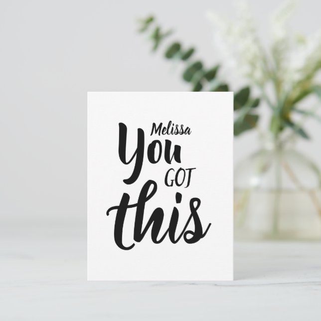 You Got This Quote Black Personalised Name Flat Card (Standing Front)