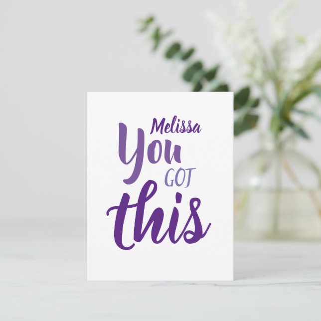 You Got This Quote Purple Personalised Name Flat Card (Standing Front)
