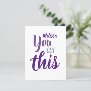 You Got This Quote Purple Personalised Name Flat Card