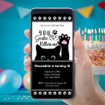 You Gotta Be Kitten Me Digital Birthday Invitation<br><div class="desc">Add a cute cat touch to your birthday party with this adorable digital kitten invitation that says "You Gotta Be Kitten Me." The cat is black and is holding up one of its paws. There is also a background pattern of white paw prints. Touches of pink complete the kitty look....</div>