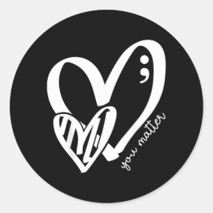 You Green Heart Semicolon Mental Health Awareness Classic Round Sticker