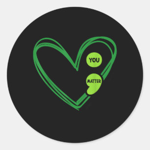 You Green Heart Semicolon Mental Health Awareness Classic Round Sticker