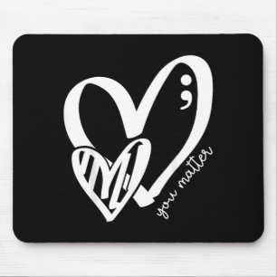 You Green Heart Semicolon Mental Health Awareness Mouse Pad