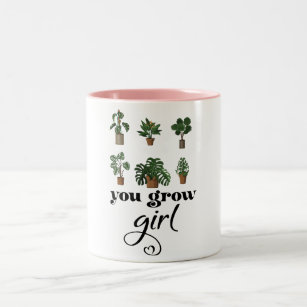 You Grow Girl funny plante lovers  Two-Tone Coffee Mug